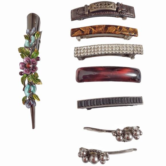 Hair Decor 8pc Bundle Barrett's Enamel Plastic Hair Clips Accessories Festival - Picture 1 of 12